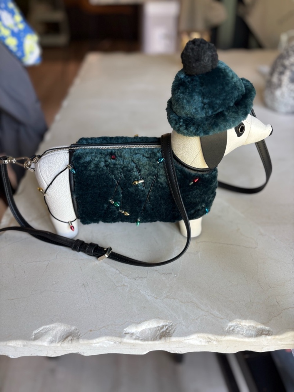 Kate Spade Dachshund Crossbody Bag with Pom Hat - Picture 2 of 8